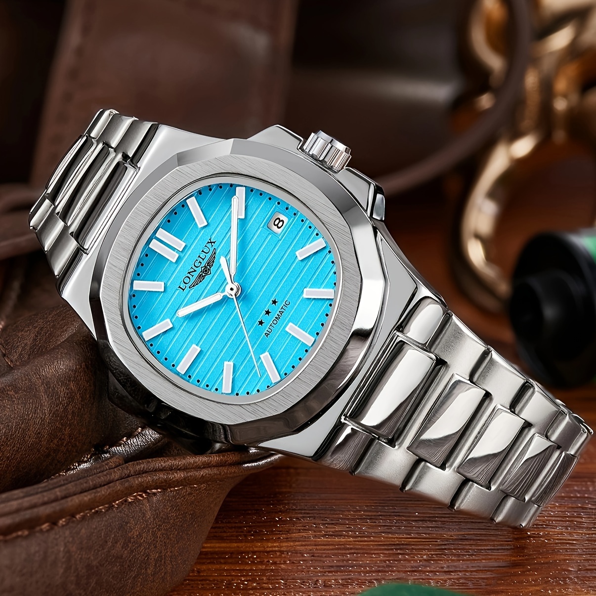 Business Fully Automatic Mens Mechanical Watch Waterproof Calendar