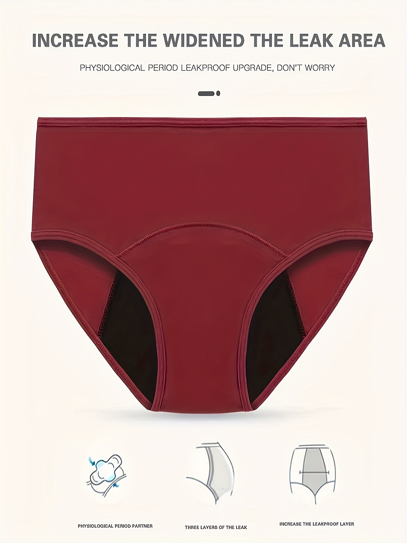 4 Pack Plus Size Elegant Panties Set, Women's Plus Solid Leak-proof High  Rise Breathable Period Underwear Four Piece Set