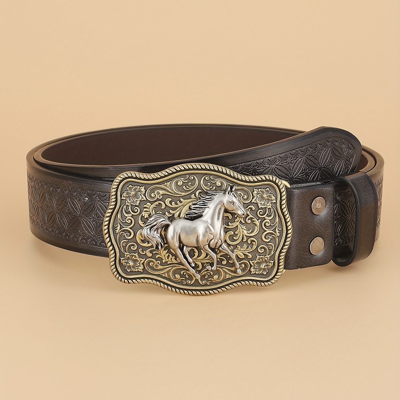 Cow Head Men's Leather Belt Retro Embossed Cool Belt Western Cowboy Big  Board Buckle Punk Style Leather Belt - Temu