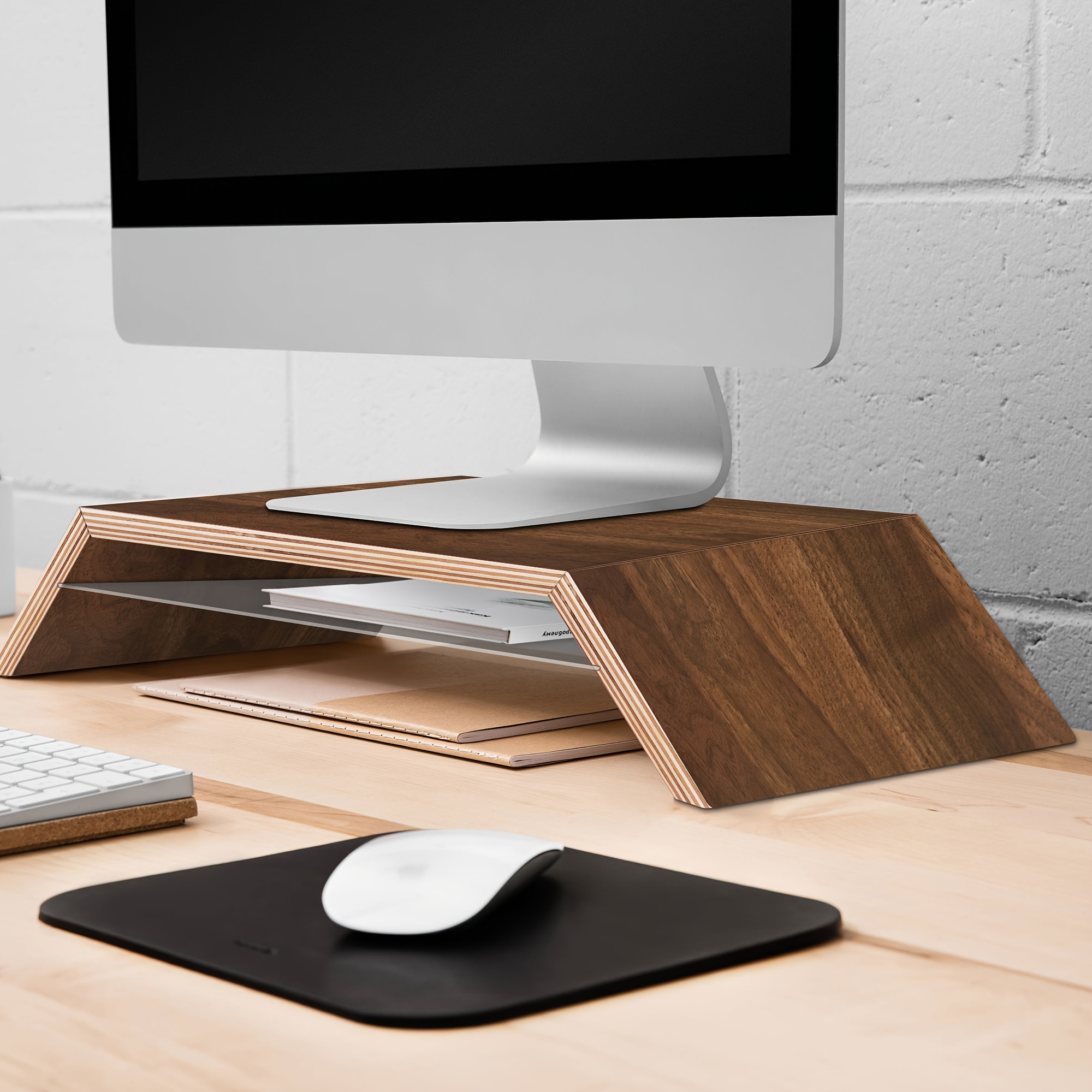 Soporte para monitor de madera maciza, soporte de escritorio universal para  computadora portátil, impresora de TV, organizador de almacenamiento para