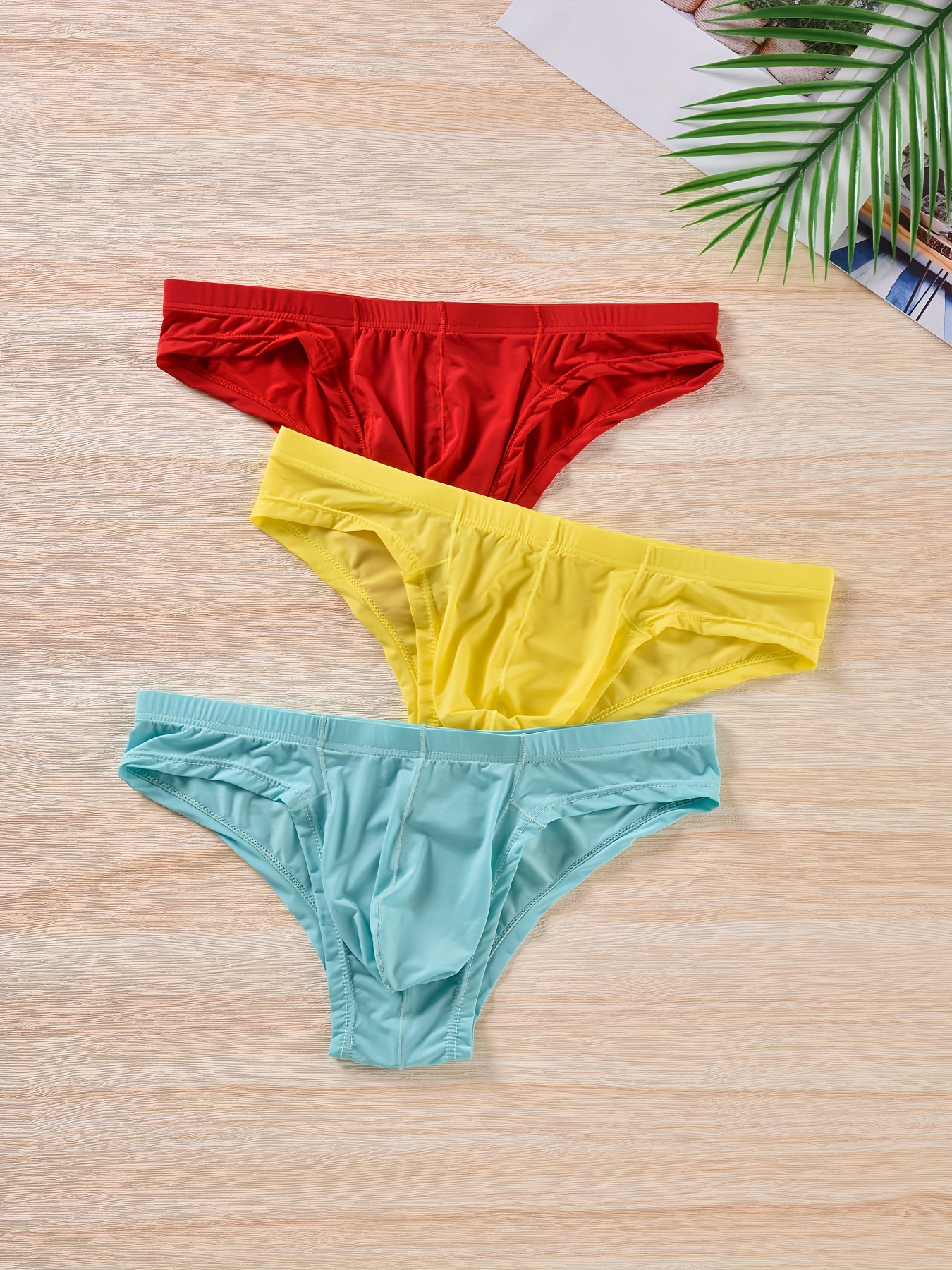 Sunnymall Men Panties Solid Color Smooth Stretch Seamless Glossy Underwear  Sexy One-Piece Underpants Briefs Male Clothes