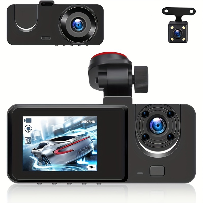 3 Channels Dash Cam Front And Rear Inside 1080p Dash Camera - Temu