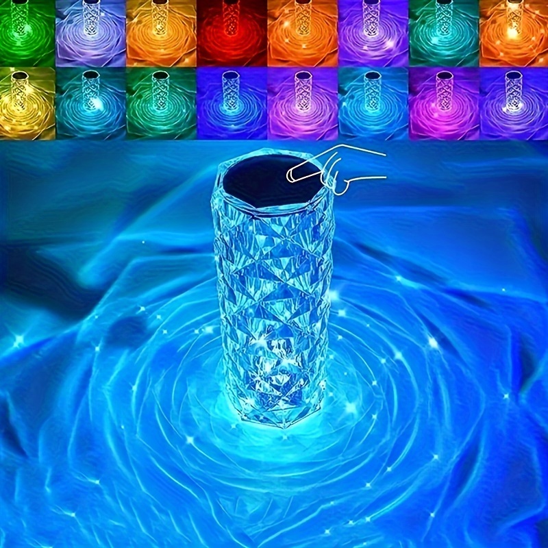 Lampe de table Crystal Diamond, lampes de chevet avec contrôle tactile, 3  couleurs d'éclairage Luminosité réglable Usb rechargeable, cristal  Décoratif Nuits Lam