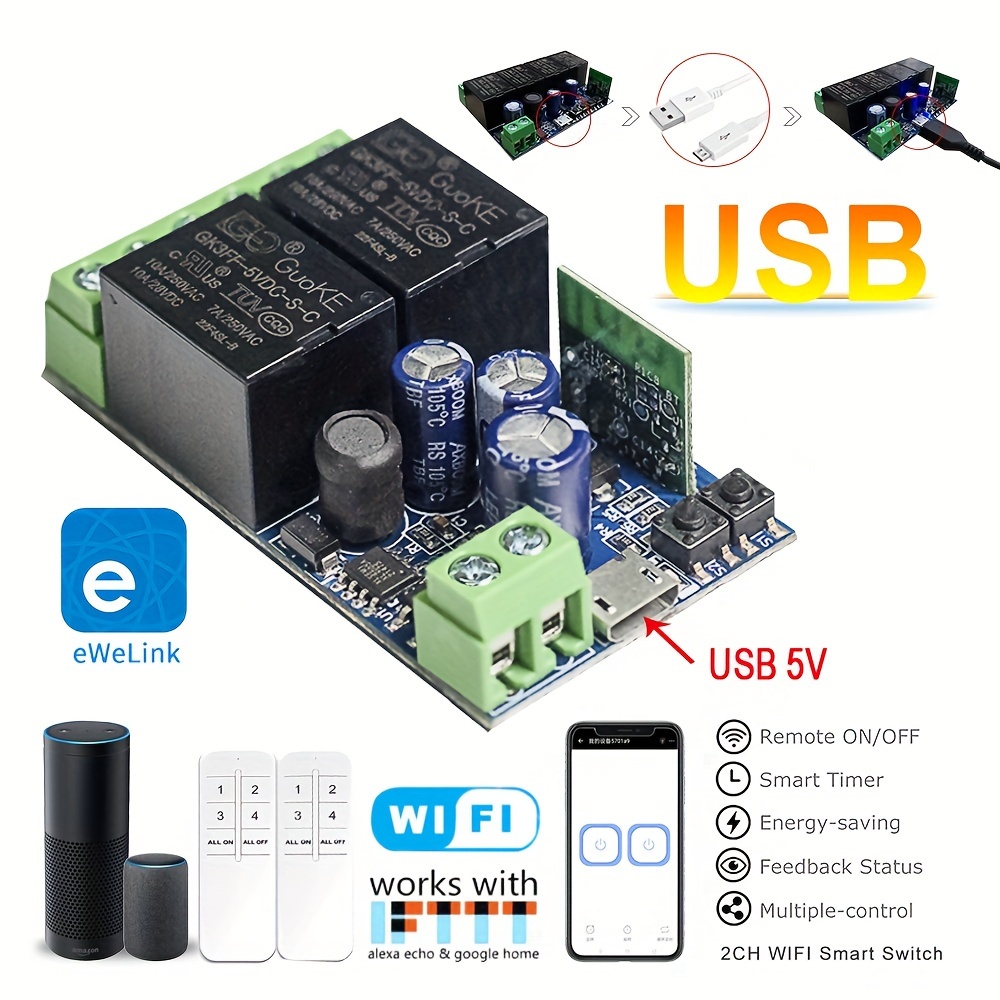 Lumary USB Outlets Smart Wi-Fi Sockets with Dual USB Ports 4pcs