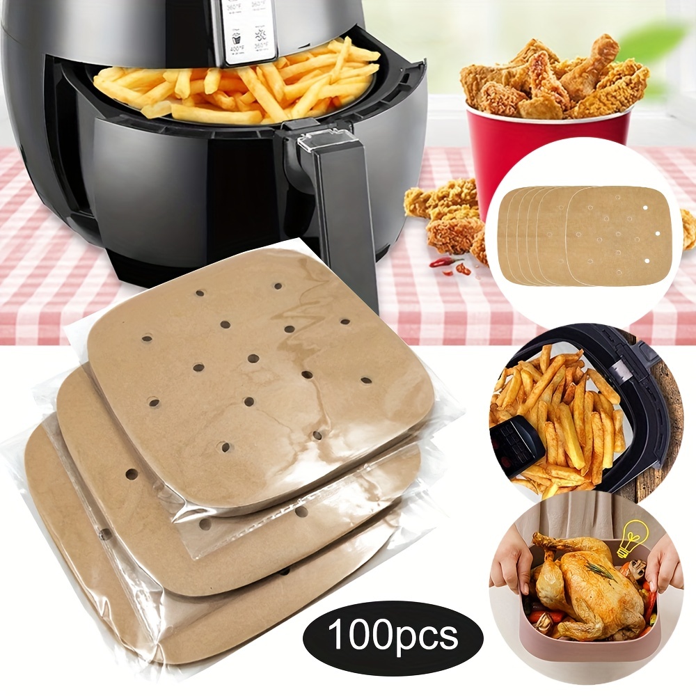 Air Fryer Parchment Liners,100 Pcs Perforated Square Air Fryer