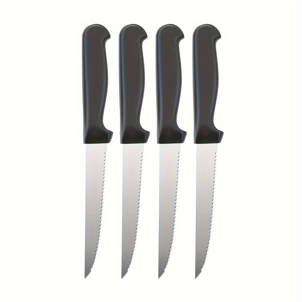 Steak Knife Set Pp Black Extended Handle Knife Advanced - Temu