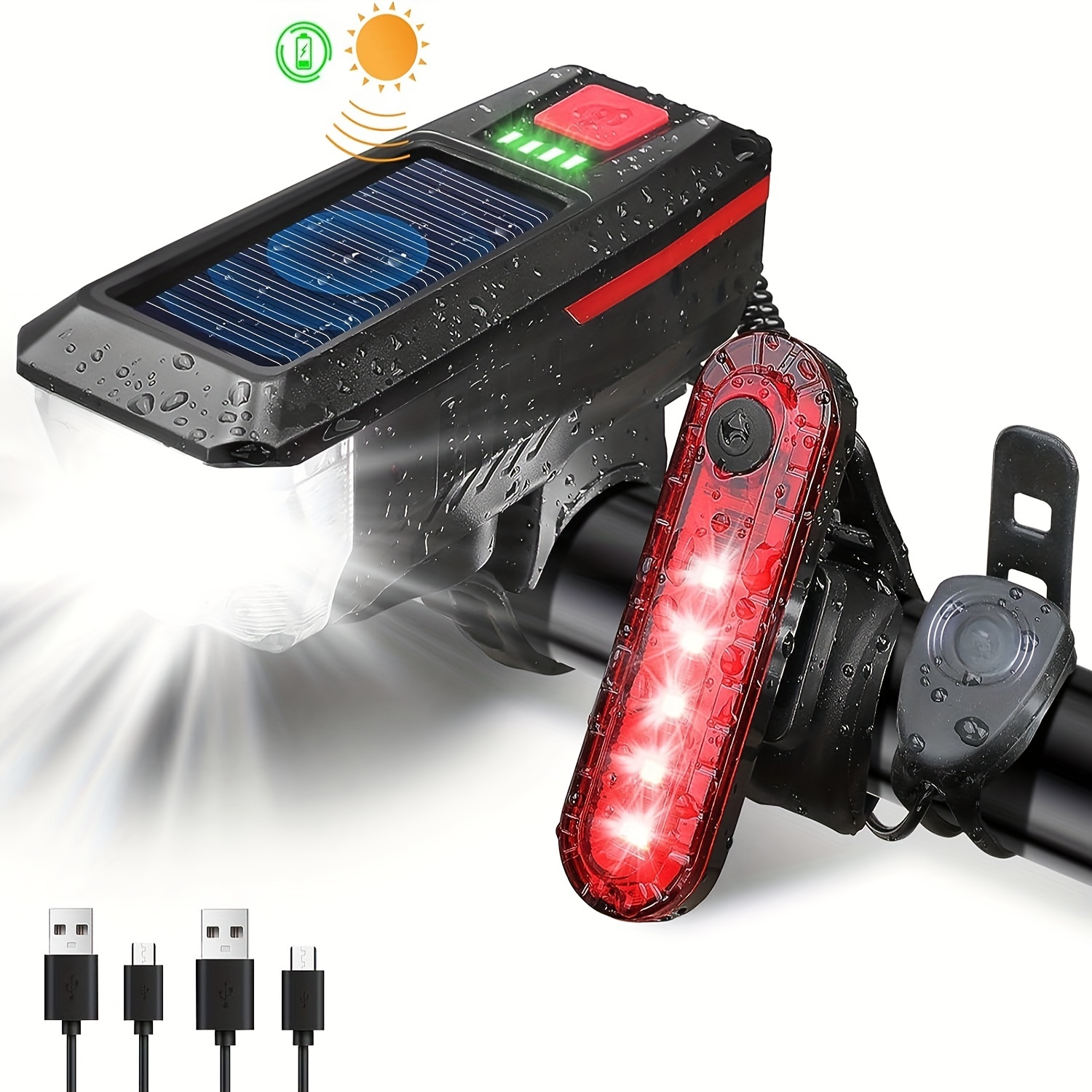 Juego Luces Bicicleta Luces Led Delanteras Traseras - Temu