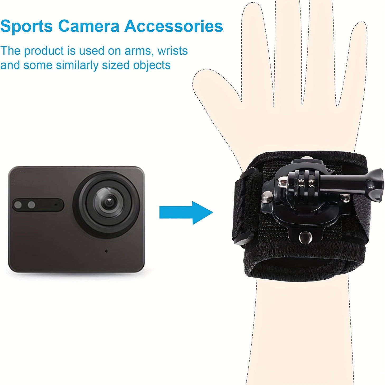 Caméra d'action Bracelet rotatif à 360 degrés Accessoires pour appareil  photo Sangle de paume