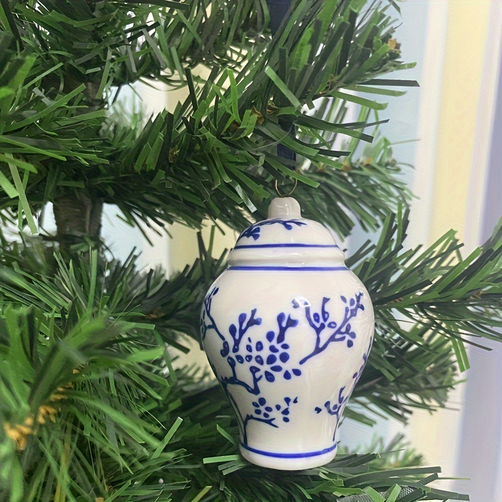 4pcs Mini Ginger Jar Ornaments Porcelain Hanging Ornaments Vintage  Chinoiserie Decor Porcelain Christmas Ornaments Blue And White Ginger Jar  Ornaments