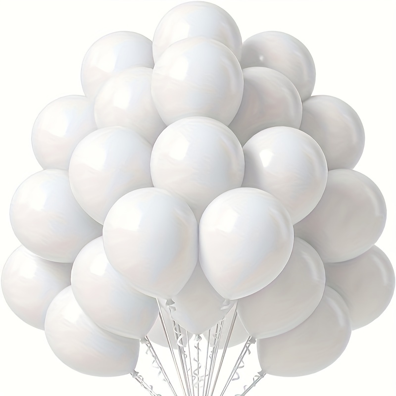 

50pcs, 12 Inch White Balloons, Matte White Latex Party Balloons Helium Quality For Birthday Graduation Baby Shower Wedding Bridal Bachelorette Party Decorations (with White Ribbon)