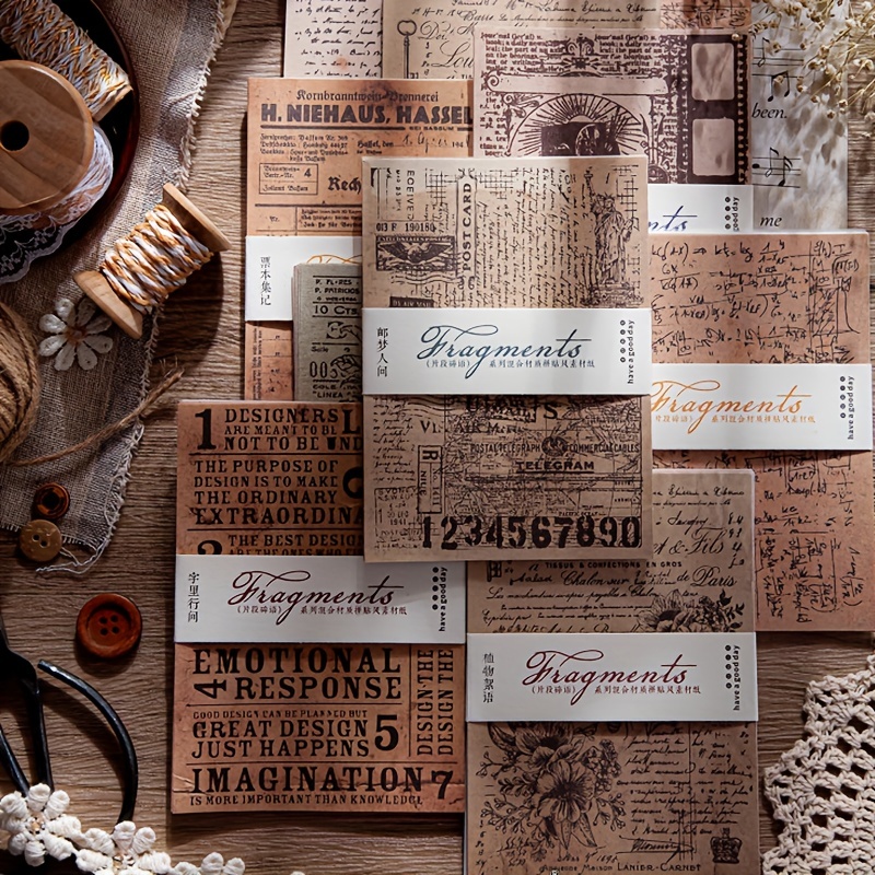 TEMU Paquete De Papel Vintage Para álbumes De Recortes, Juego De 30 Hojas De Papel Decorativo Artístico, Colección Efímera Desgarrable Para Diarios,