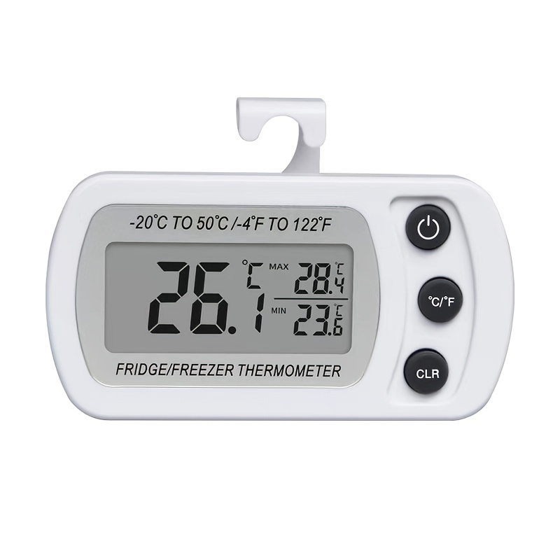Refrigerator Fridge Thermometer Digital Freezer Room Thermometer  Waterproof, Max/Min Record Function with Large LCD Display (General, Black,  2)