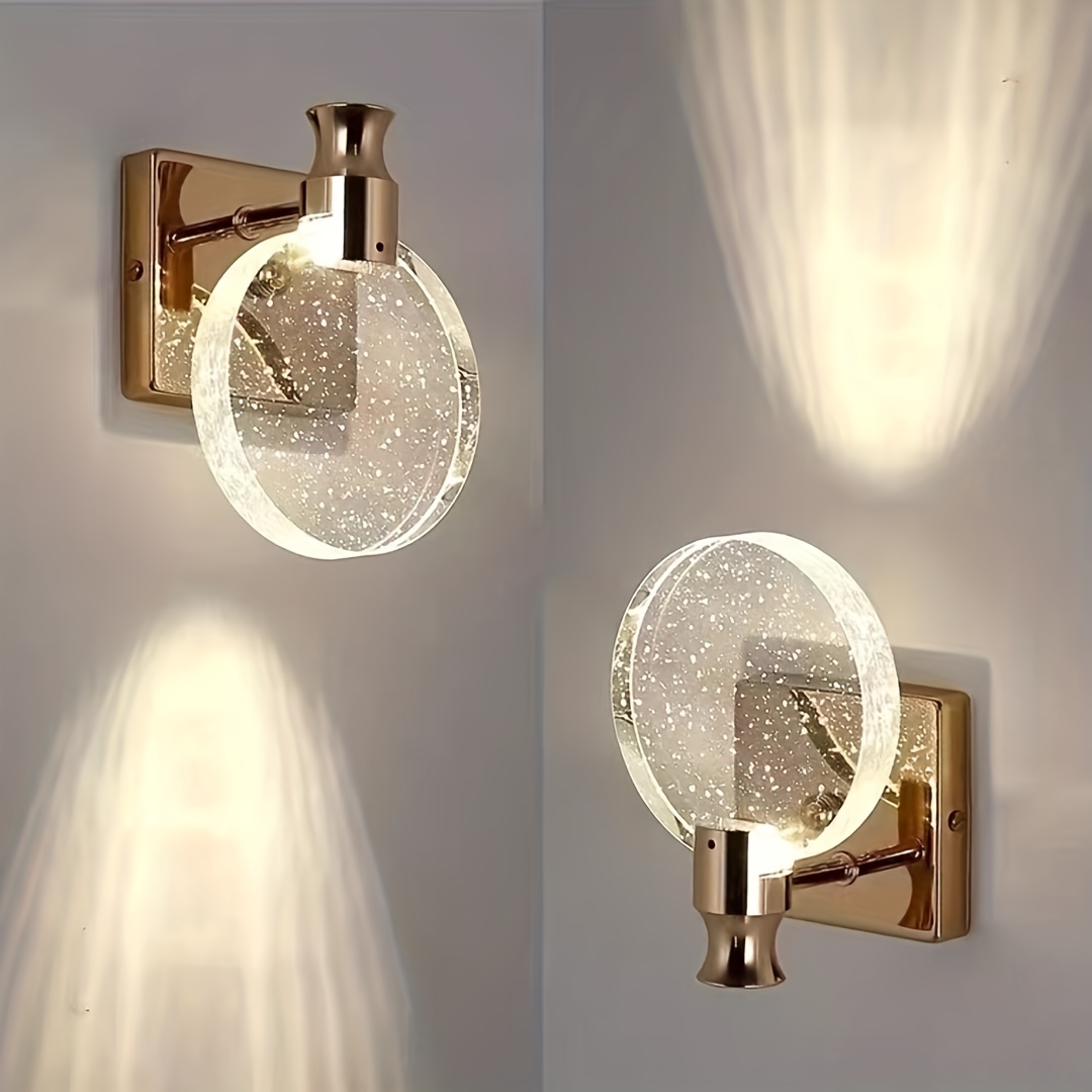 Lámparas de pared a pilas, 2 luces (inalámbricas), lámparas de tocador para  baño, iluminación de pared para armario de espejo de baño, apliques de