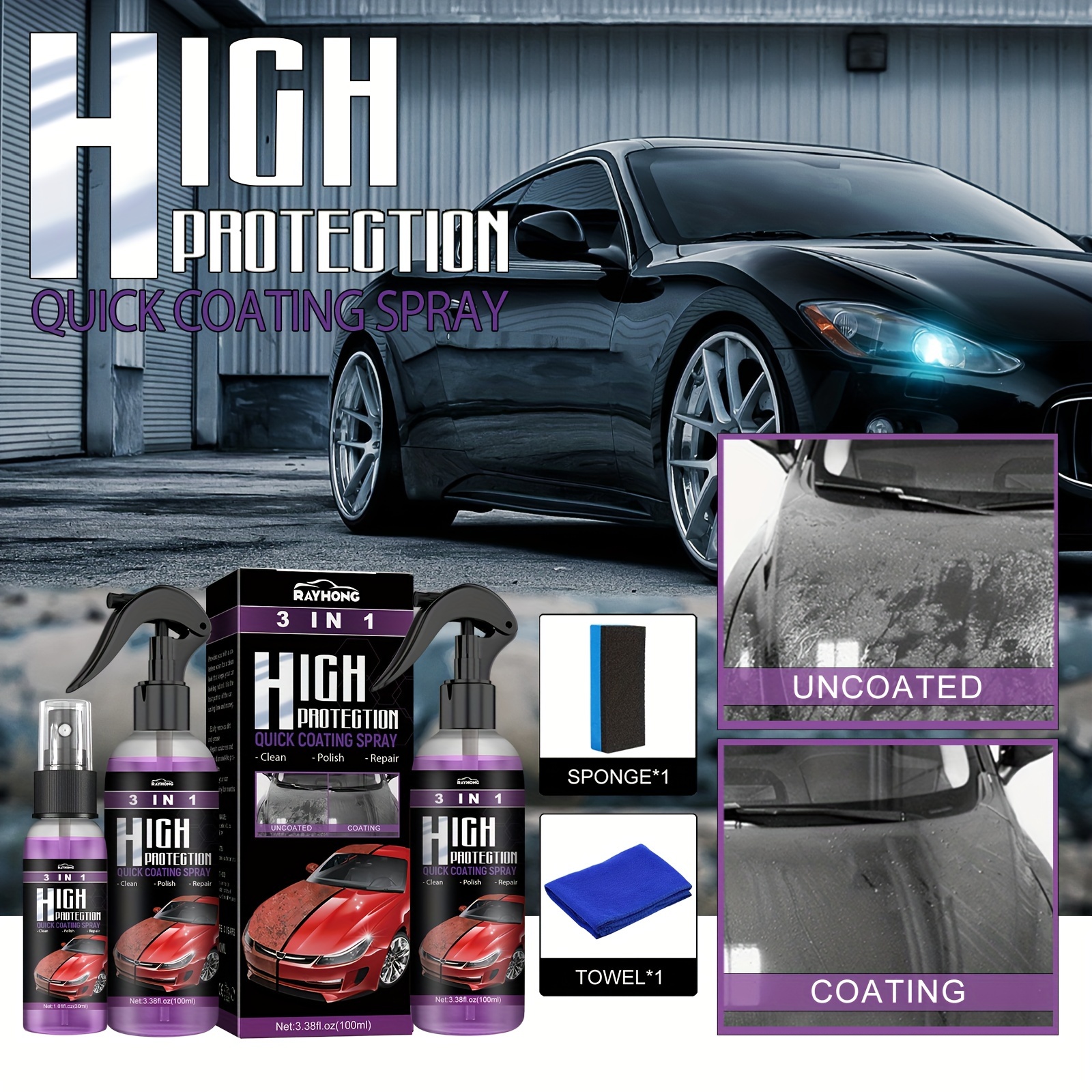 3 In 1 High Protection Fast Car Paint Spray Automatic Hand - Temu