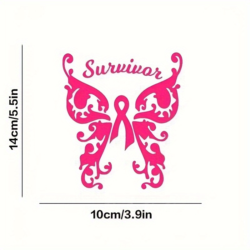 Breast Cancer Ribbon Butterfly Sticker