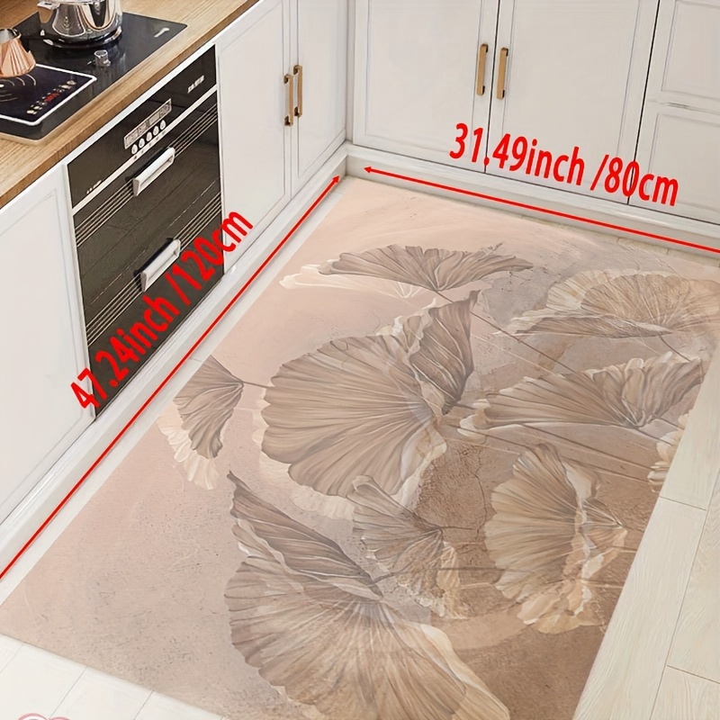 Leaves Pattern Kitchen Carpet Waterproof Oilproof Home Entrance