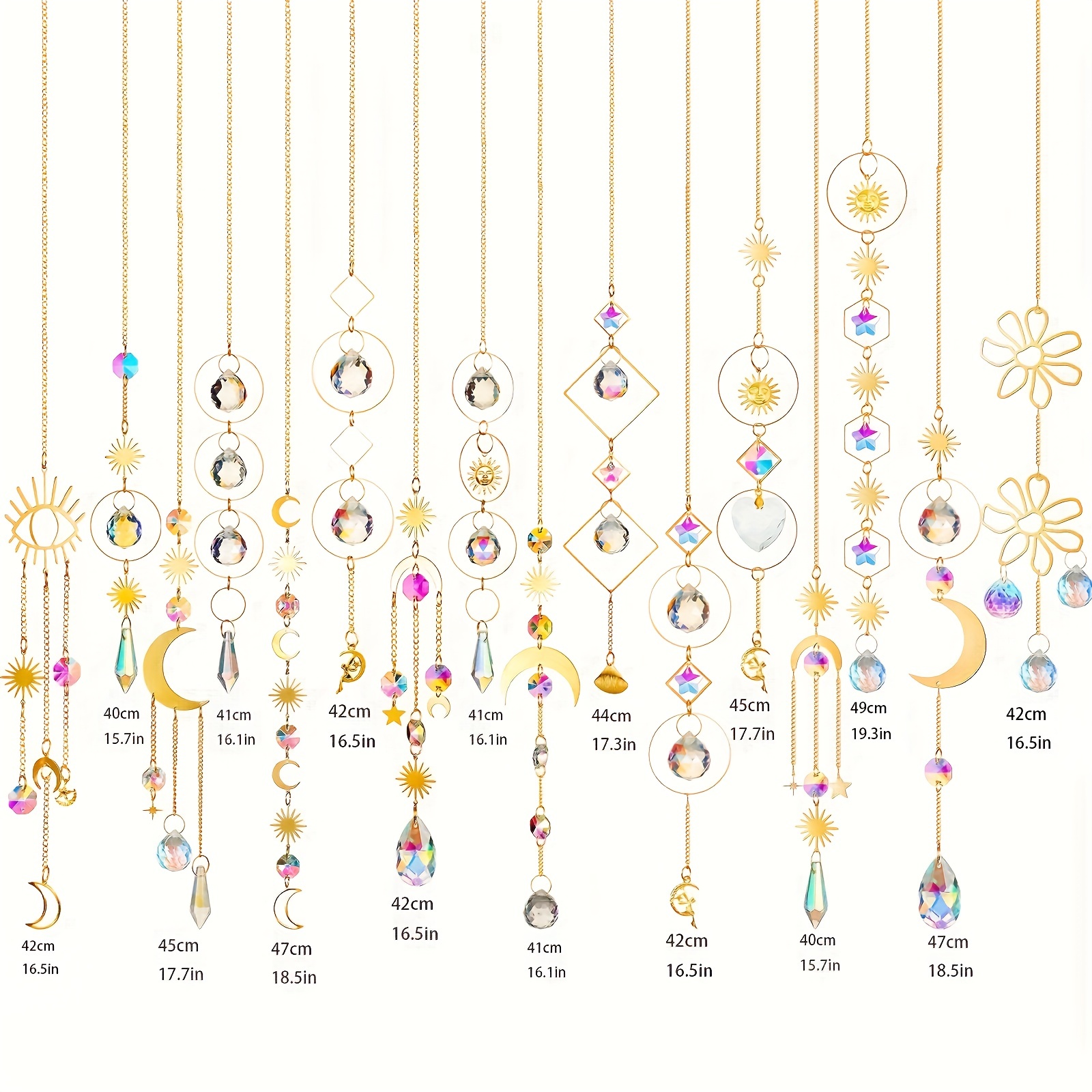 Lot de 7 pendentifs artisanaux attrape-soleil en cristal bricolage lustre à  perles colorées suspendus ornement rideau attrape-soleil avec crochet 