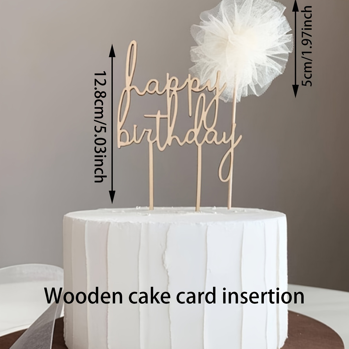 Wooden Lace Birthday Cake Insert Card for Party Decor