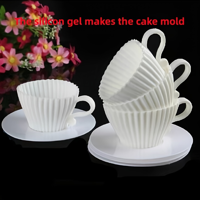 

4pcs, Teacup Shaped Muffin Cups, Silicone Cupcake Cups, Reusable Cupcake Liners, Muffin Molds, Baking Tools, Kitchen Gadgets, Kitchen Accessories