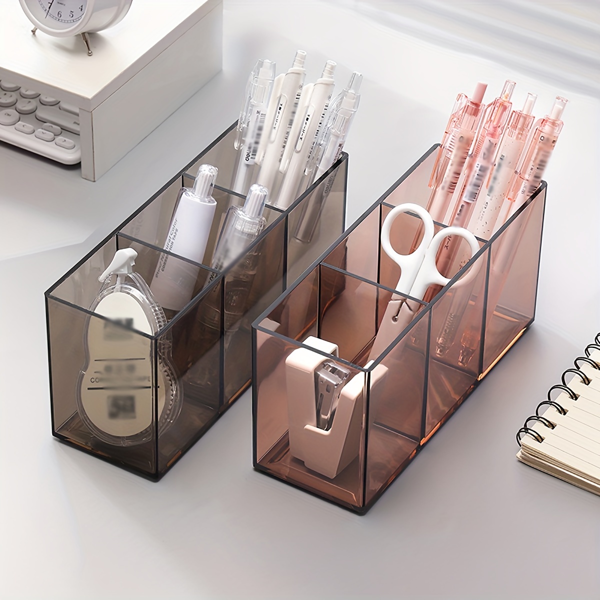 Pencil Caddy Durable 3 Grids Makeup Brushes Pencil Storage