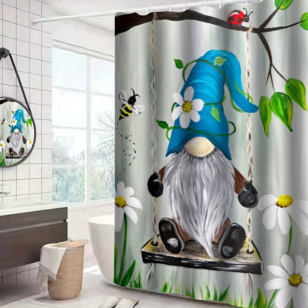 Swing Elf Shower Curtain Set, Bathroom Decor Set Including Waterproof  Shower Curtains, Non-slip Carpet, Toilet Cover, Bath Mat And 12 Plastic  Hooks, Dry Wet Separation Curtains For Bathroom, Home Essentials - Temu