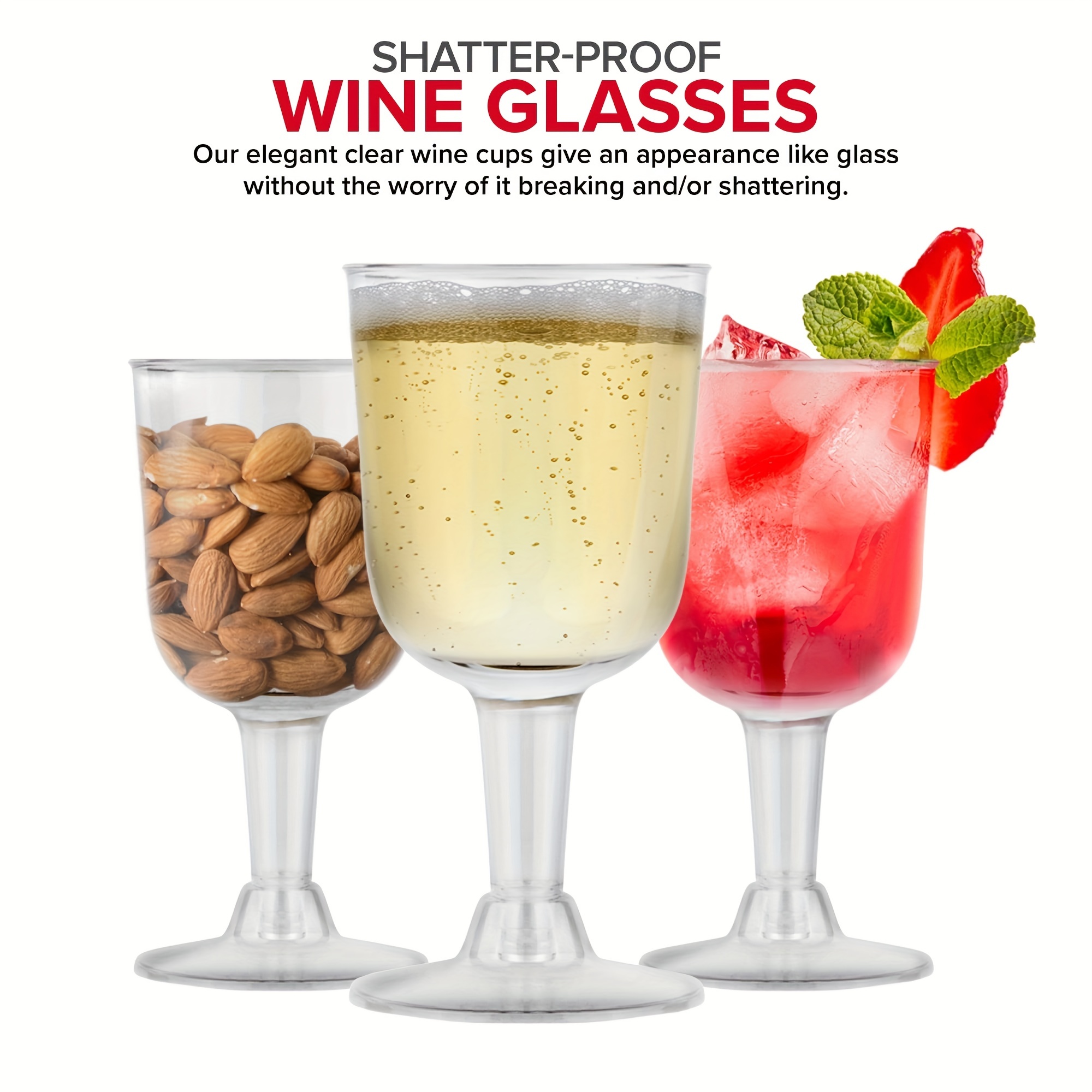 Clear Plastic Wine Glass Shatterproof Wine Goblet Disposable Reusable Cups  For Champagne, Dessert, Food Samples, Catering, Weddings Dessert Cups - Temu