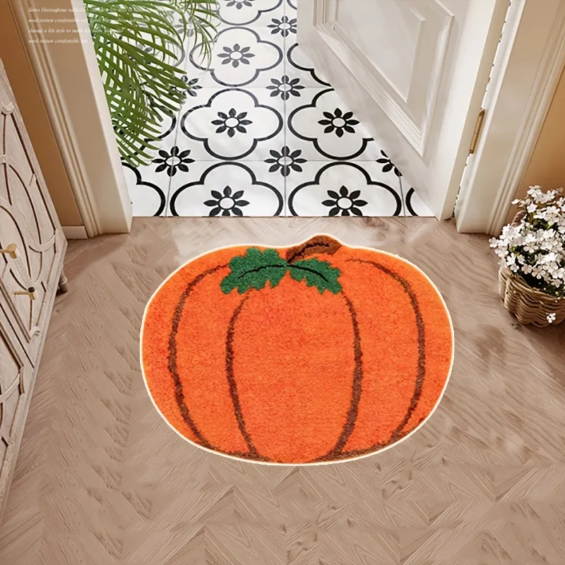 Orange Bath Rugs Absorbent Non Slip Door Mats Soft Carpet Washabl
