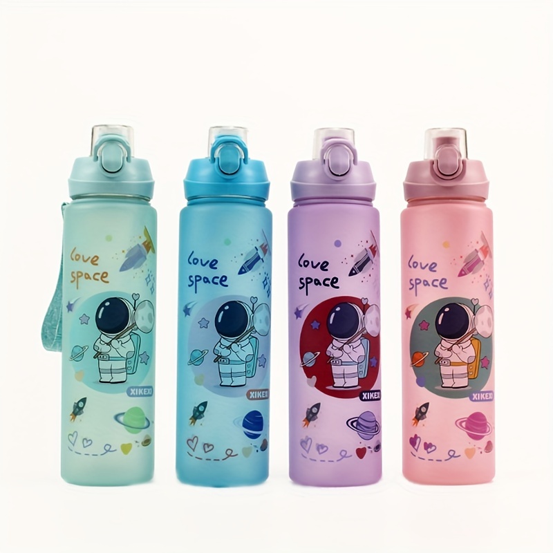 Portable Children's Cartoon Water Bottle With Bouncing Cover - Temu