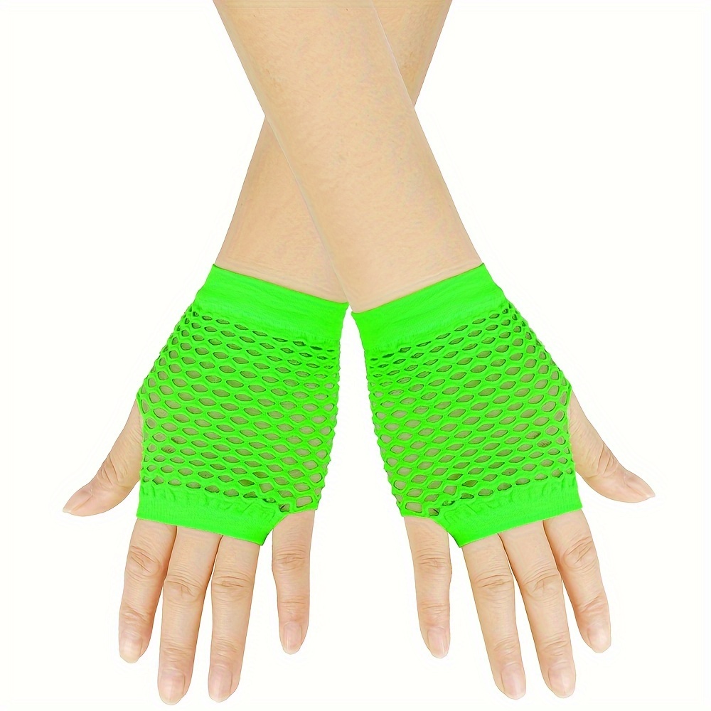 Green Fishnet Fingerless Gloves - 1 Pair