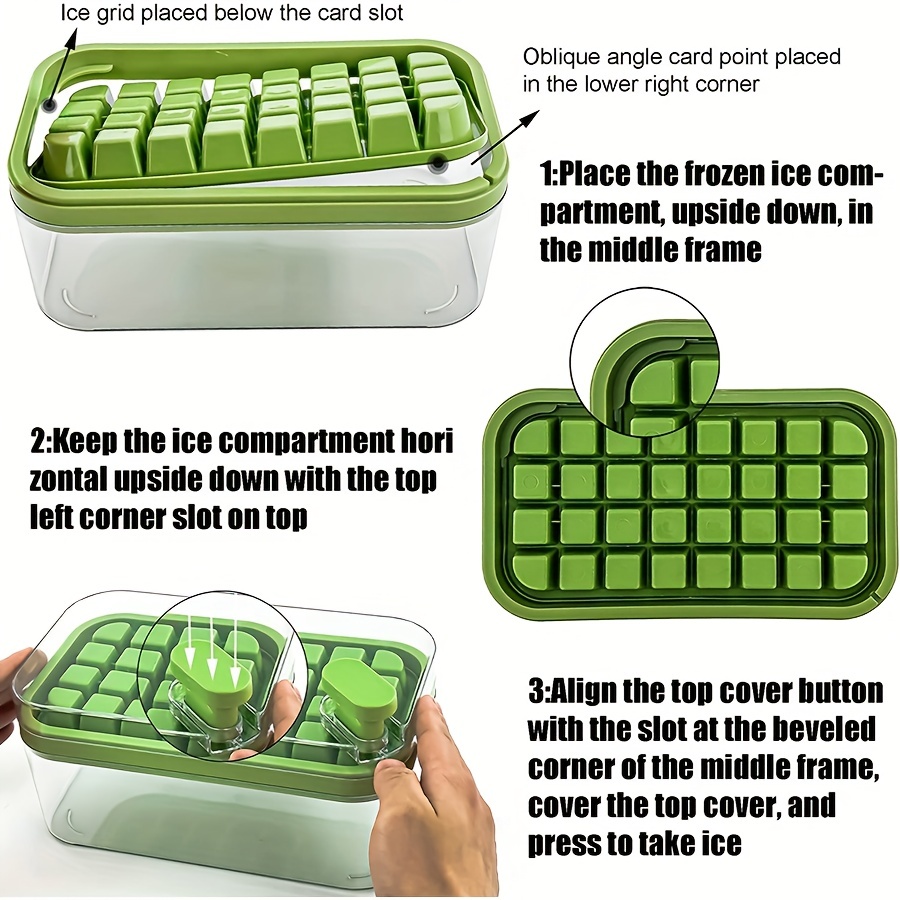One-button Press Type Ice Mold Box, Kitchen 64 Grid Ice Cube Maker, Ice  Tray Mold With Storage Box & Lid