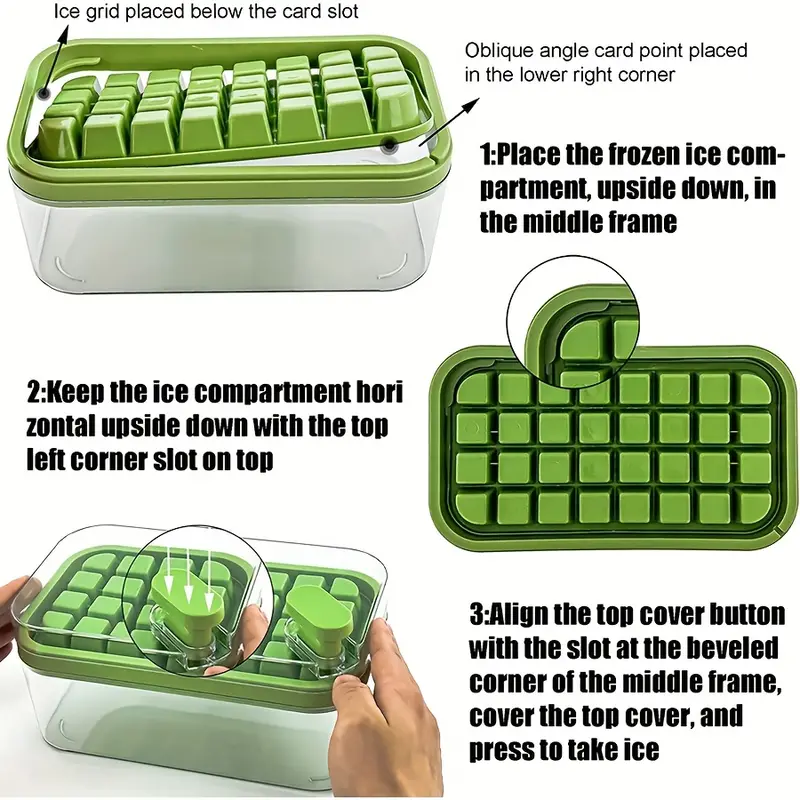 Press Type Ice Mold, Box One-button Ice Cube Maker, 1 Ice Tray Making Mold  With Storage Box And Lid Bar, Kitchen Accessories - Temu