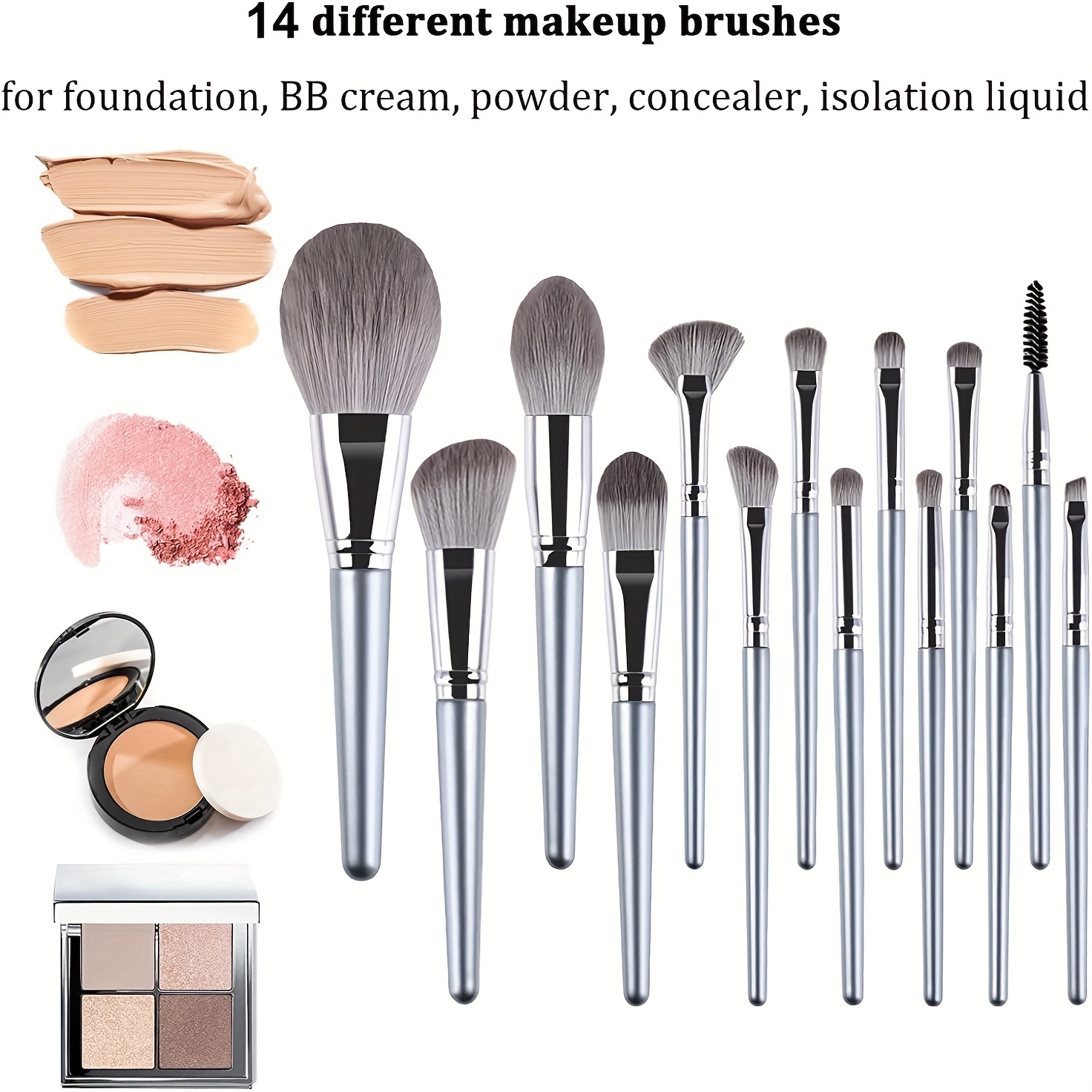 Juego Kit De 16 Brochas Maquillaje Professional Con 4 Esponjas Para Sombras  Ojos