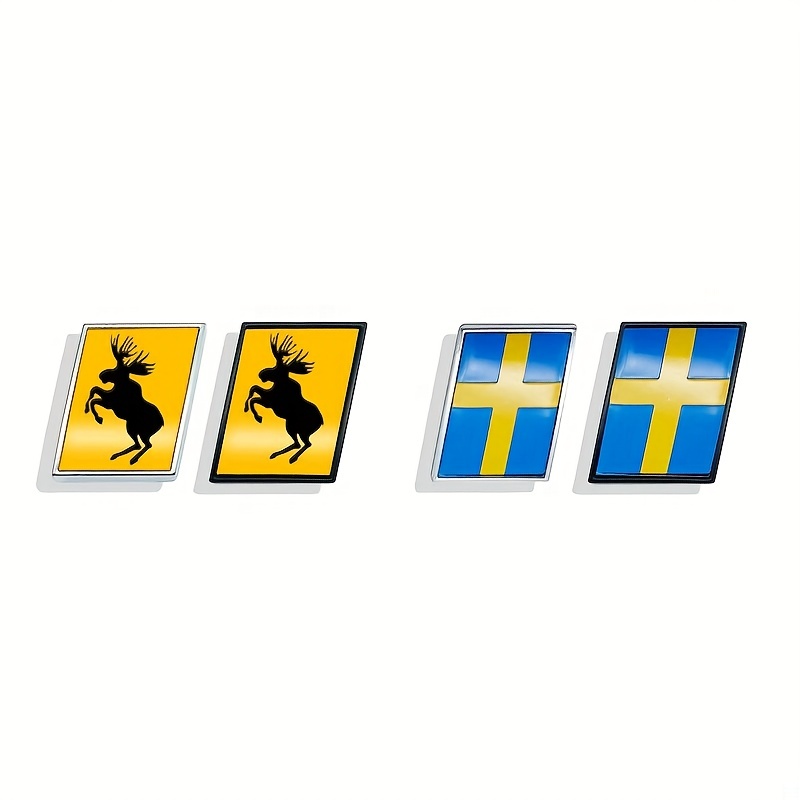 Auto Metal Sticker Swedish Flag Moose Test Deer Emblem R - Temu