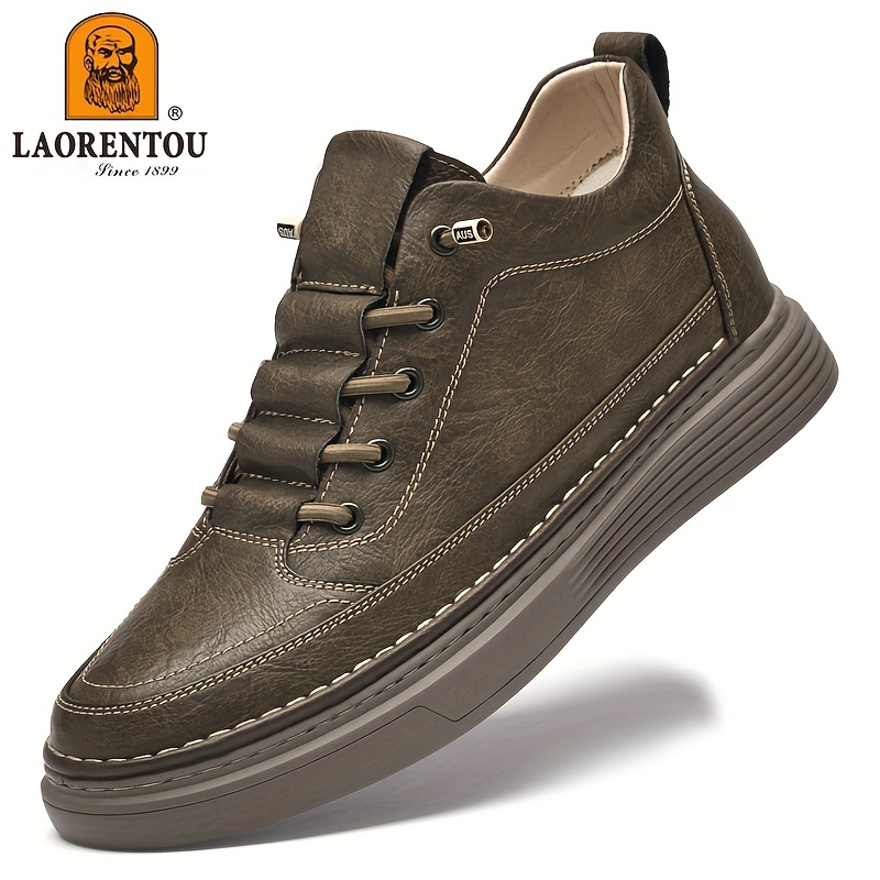 mens genuine casual sneakers non slip soft sole height - Temu display picture 1