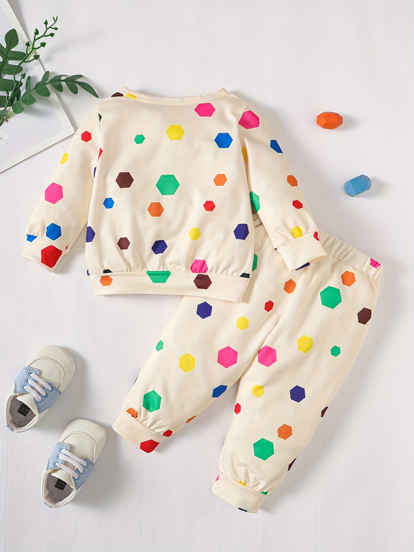 2pcs Polka Dots Print Long-sleeve Baby Set