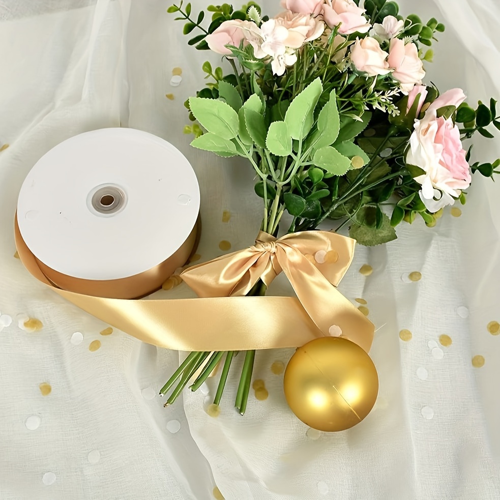  Gold Ribbon for Gift Wrapping, Satin Ribbon 1 Inches x