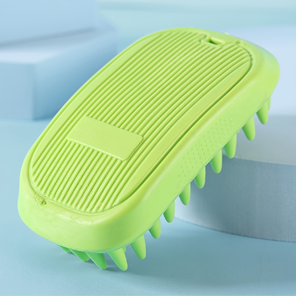 Shampoo Brush Pet Bath Massage Brush Grooming Scrubber Brush for Bathing Hair Removal Soft Silicone Rubber Brush, Green