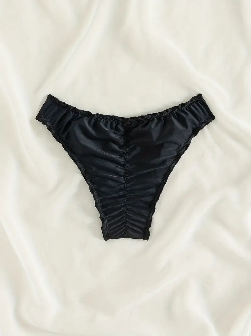 Satin Edge Low Rise Bikini Panty - Black