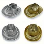 1pc grid dick cowboy hat golden silvery western cowboy cowgirl hat disco dance birthday party costume cosplay photo prop creative gift