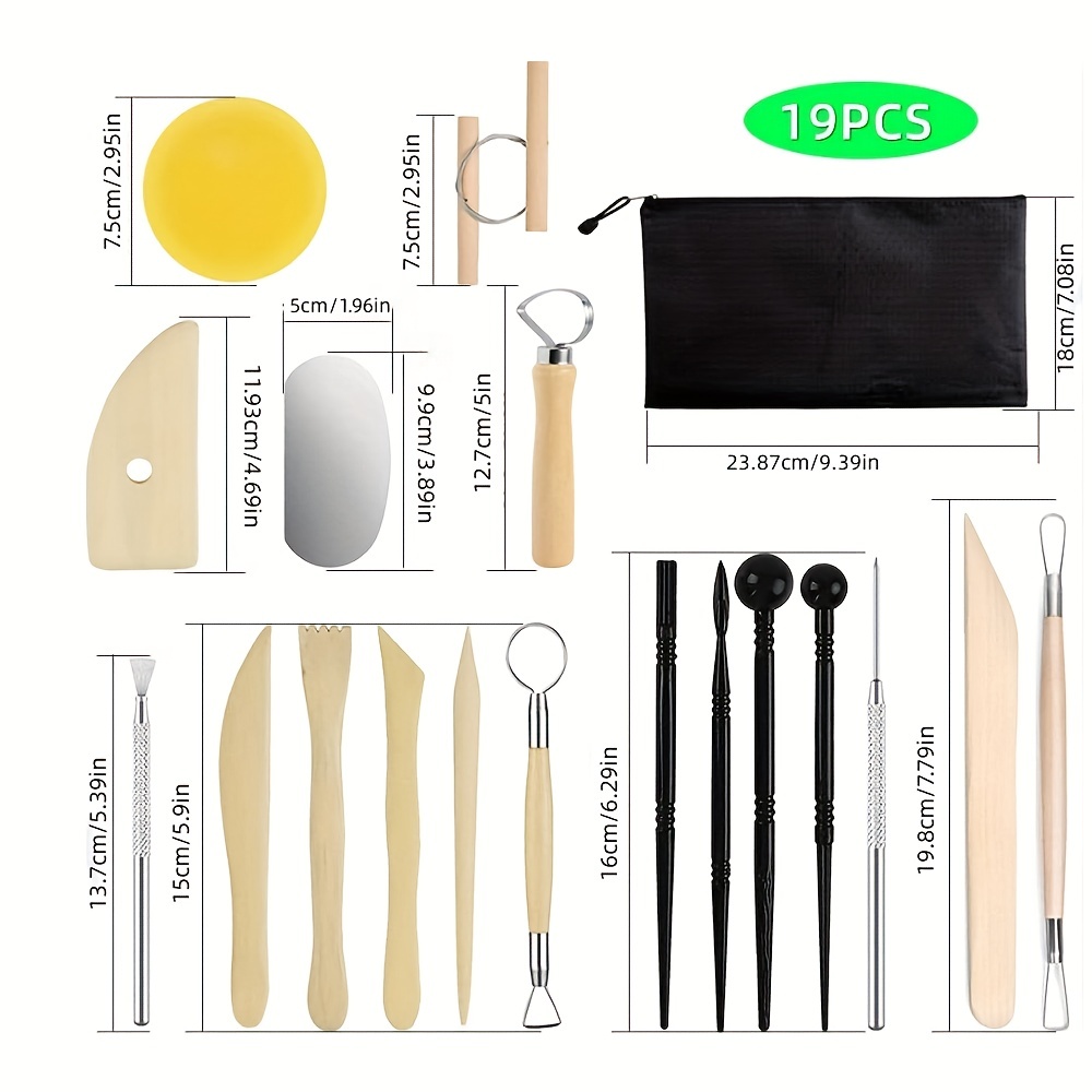 Suministros de cerámica, herramientas de arcilla para esculpir, 39 piezas  básicas de madera, cerámica, tallado, arcilla polimérica, kit de  suministros