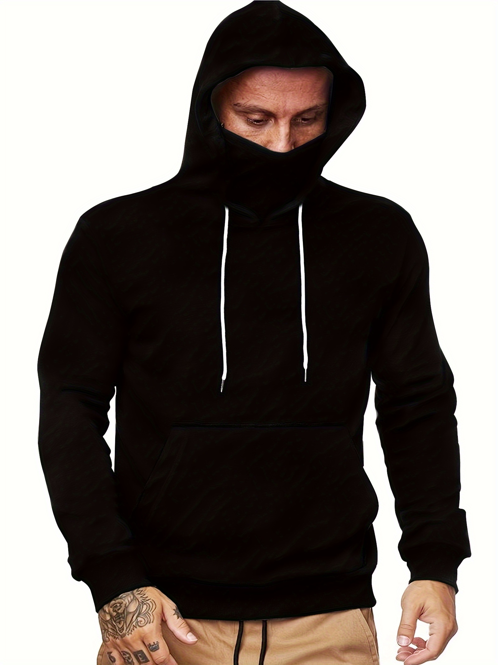 Men's Oversized Hooded Sweatshirt Irregular Hem Men's Solid - Temu