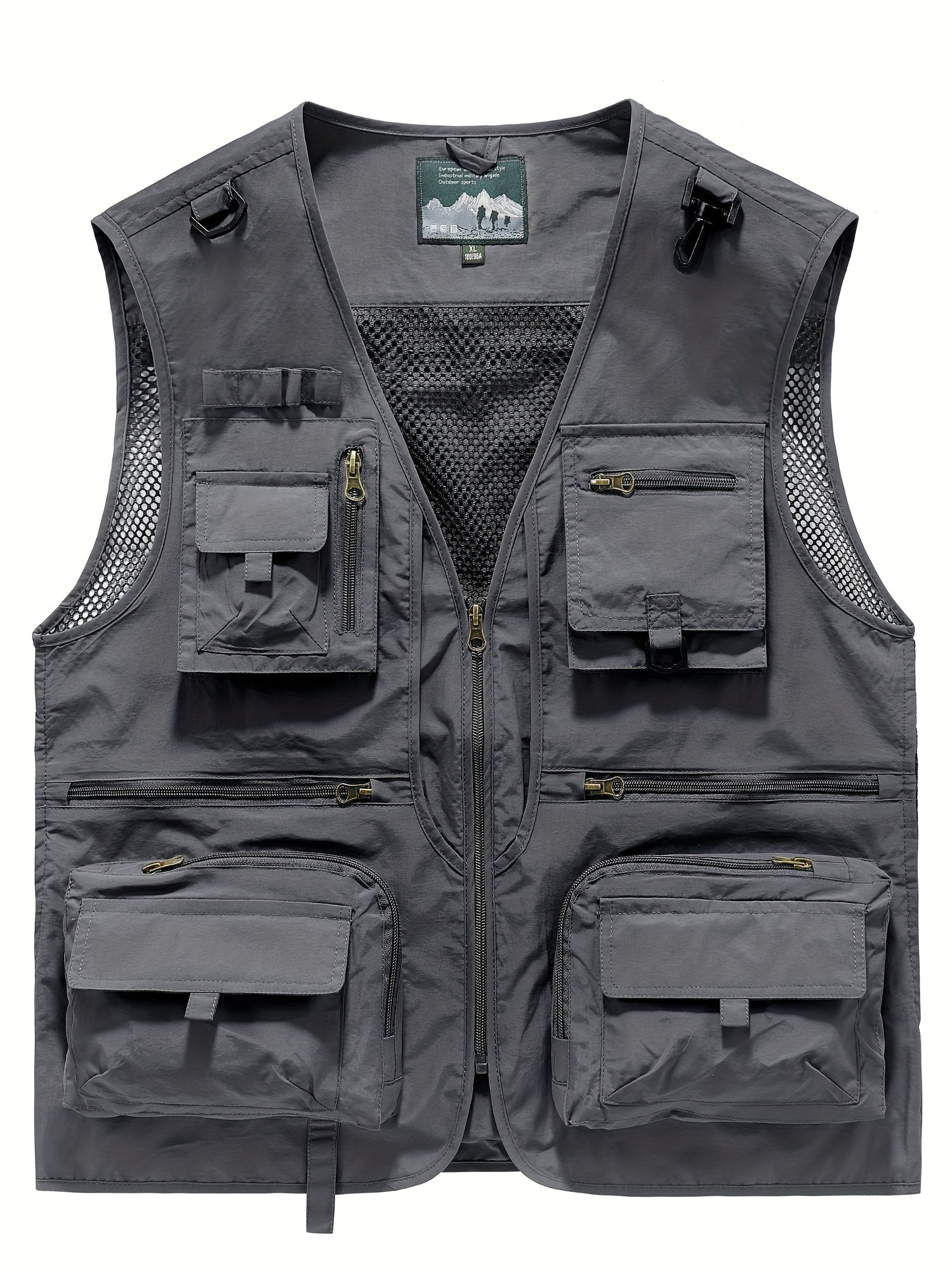 Zipper Flap Pockets Cargo Vest Men's Casual Outwear Zip Vest - Temu