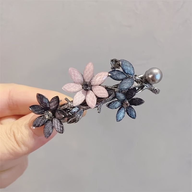 Rhinestone Resin Hair Clip For And Teen, Elegant Mother's Hair Clip, Medium-sized Flower Hair Accessory