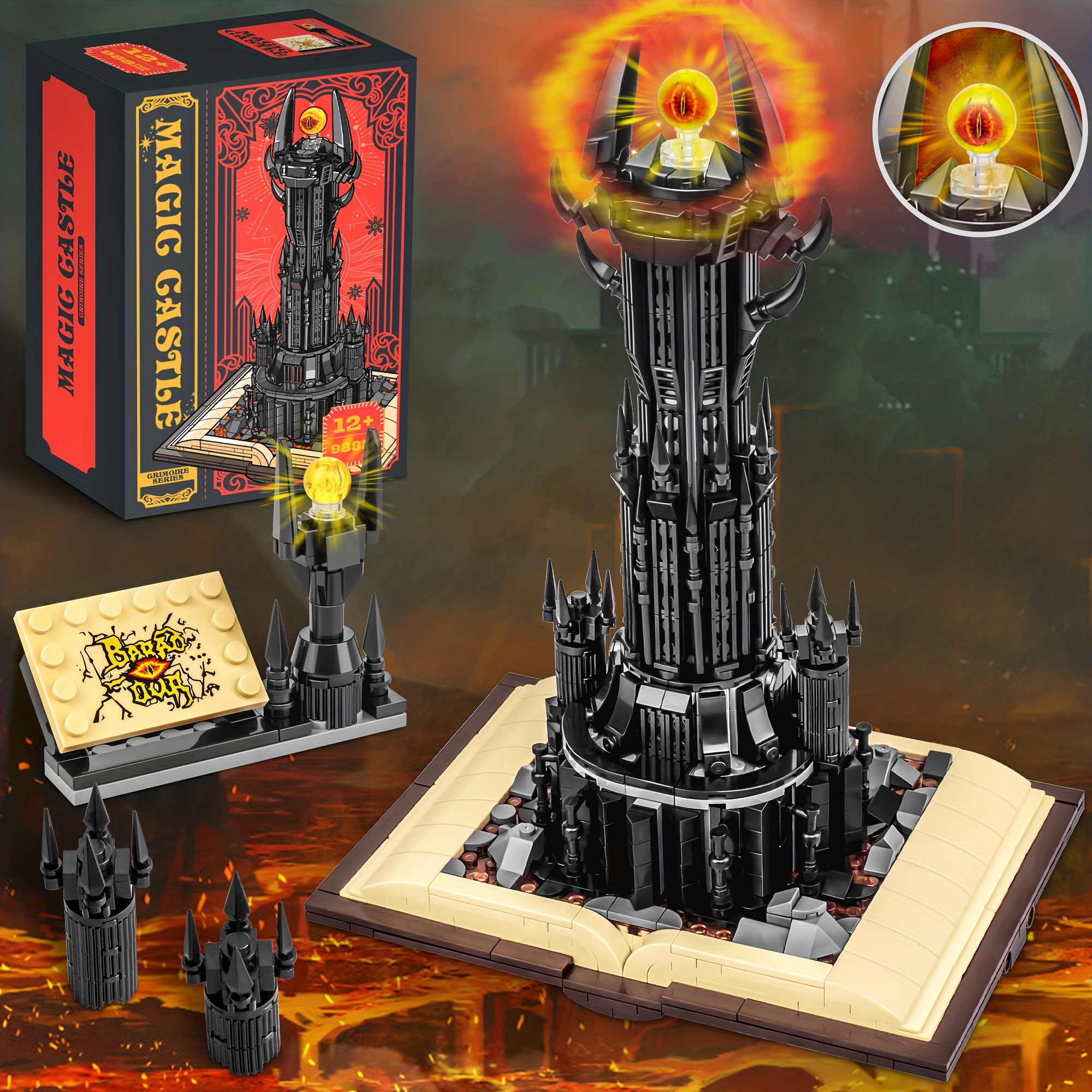969PCS Magic Gastle on Book Lord Rings Sauron Eye Building Blocks with Led  Light Assemble Brick Collection Toy Boy Kids Gifts - AliExpress