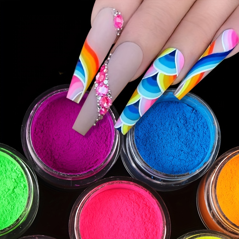 12 Colour Set Neon Pigment Nail Art Powder Dust Ombre Smoky Florescent Face  Body