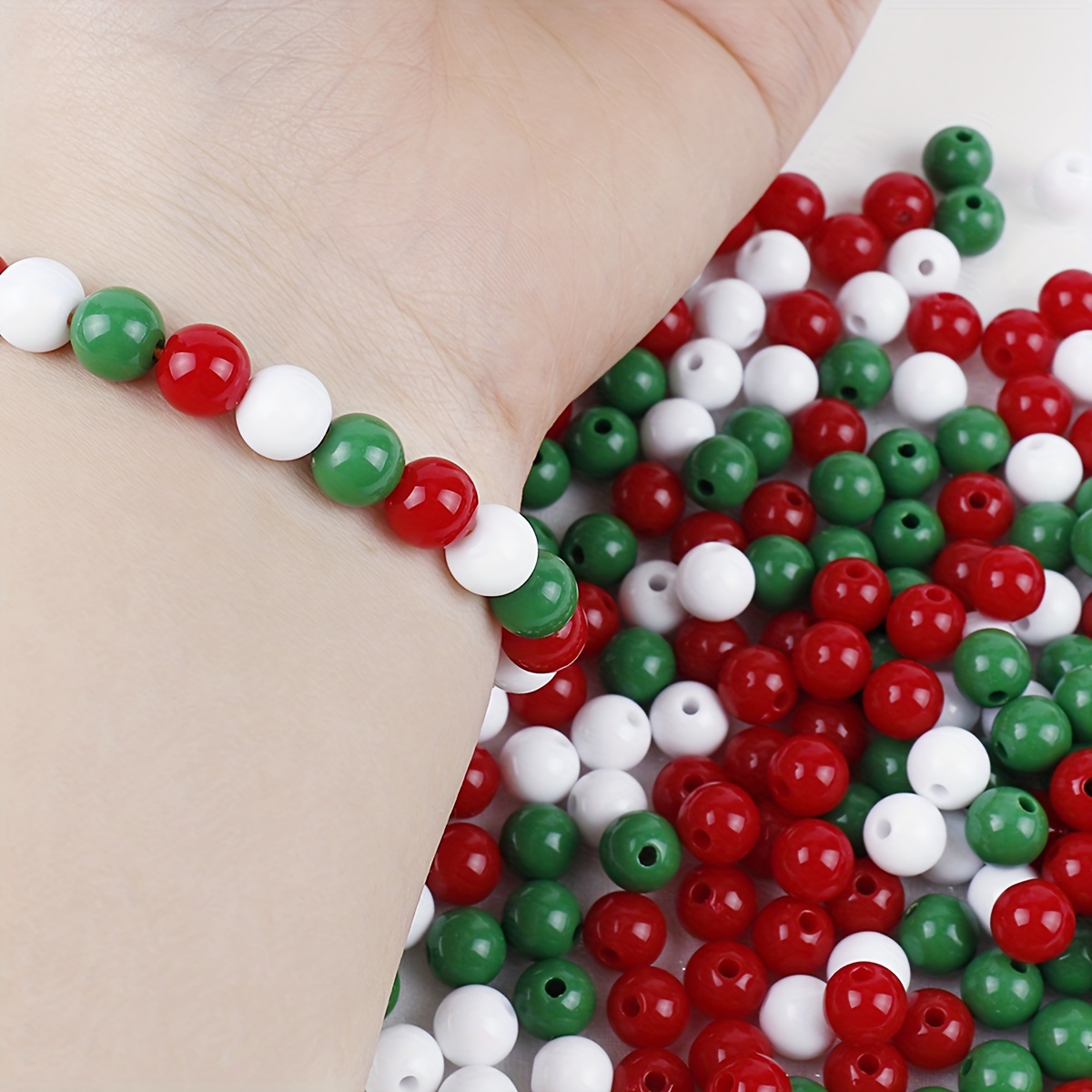 A Pack Acrylic Solid Color Round Beads Christmas Beads For - Temu