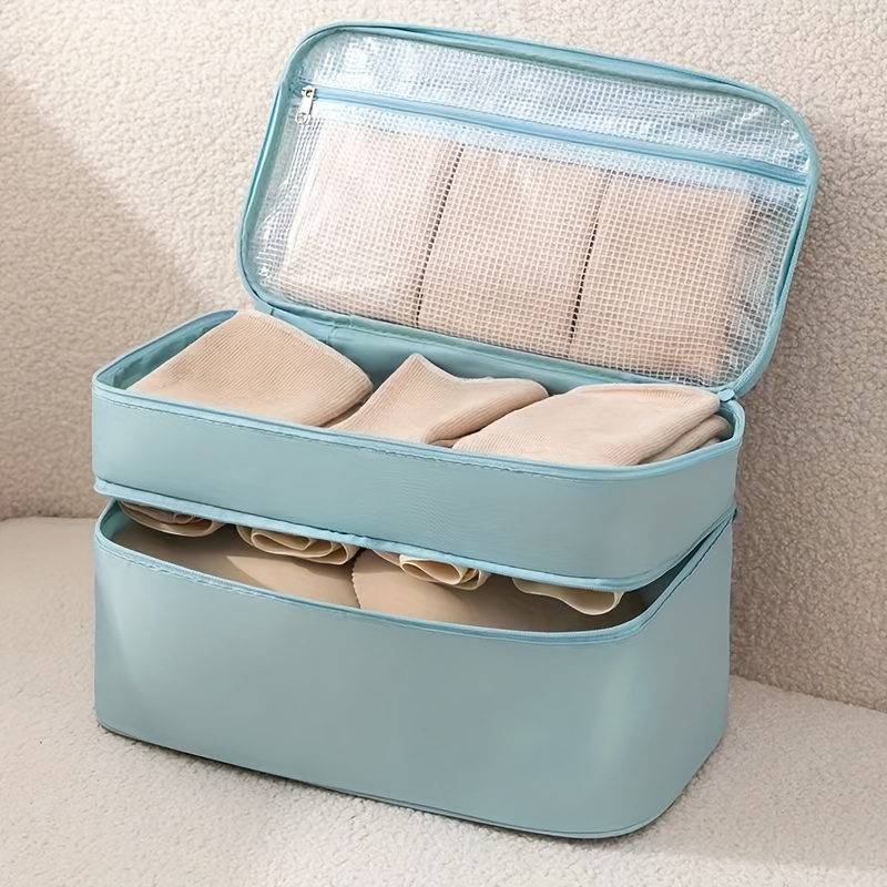 TEMU Travel Underwear, Bra Storage Bag, Double-layer Multifunctional, Portable, Divided Into Dormitories, Travel , Underwear Storage Bag