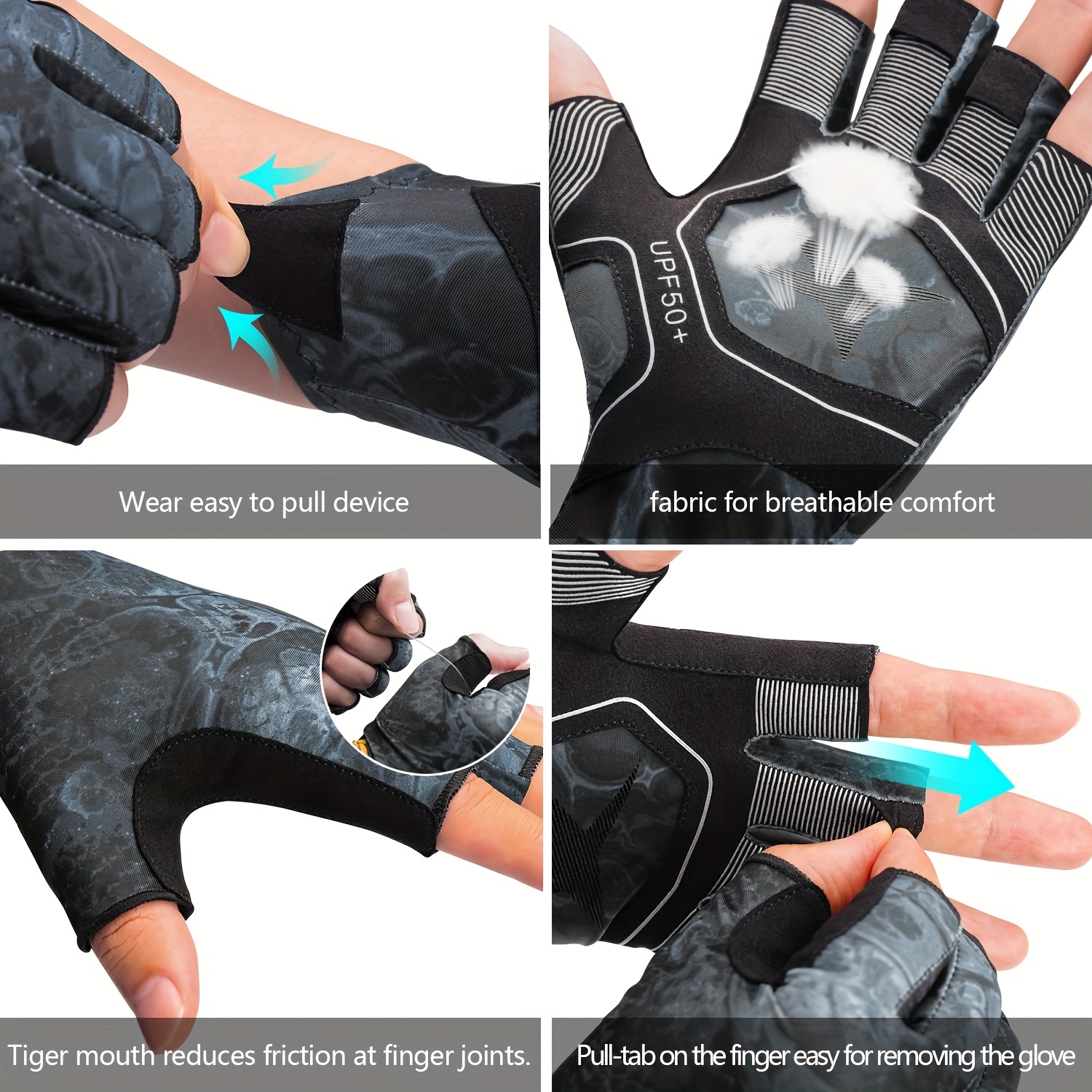 Fishing Gloves UPF50+ Fishing Gloves UV Protection Gloves Hunting Gloves  Men Women For Outdoor, Rowing, Kayaking