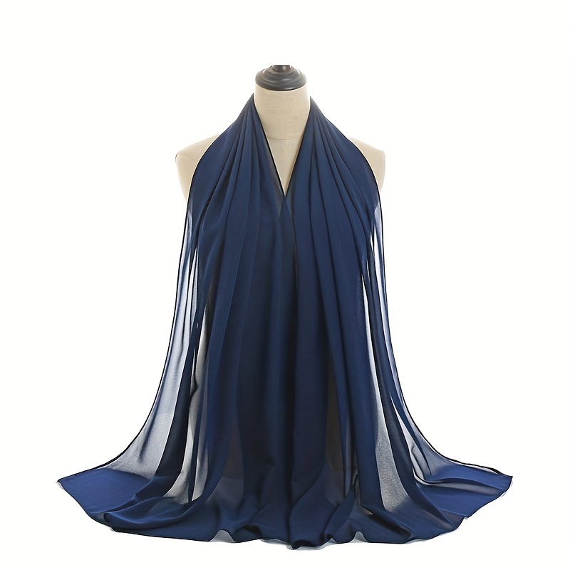 75D Pearl Chiffon Long Scarf Plain Scarf For Men Women