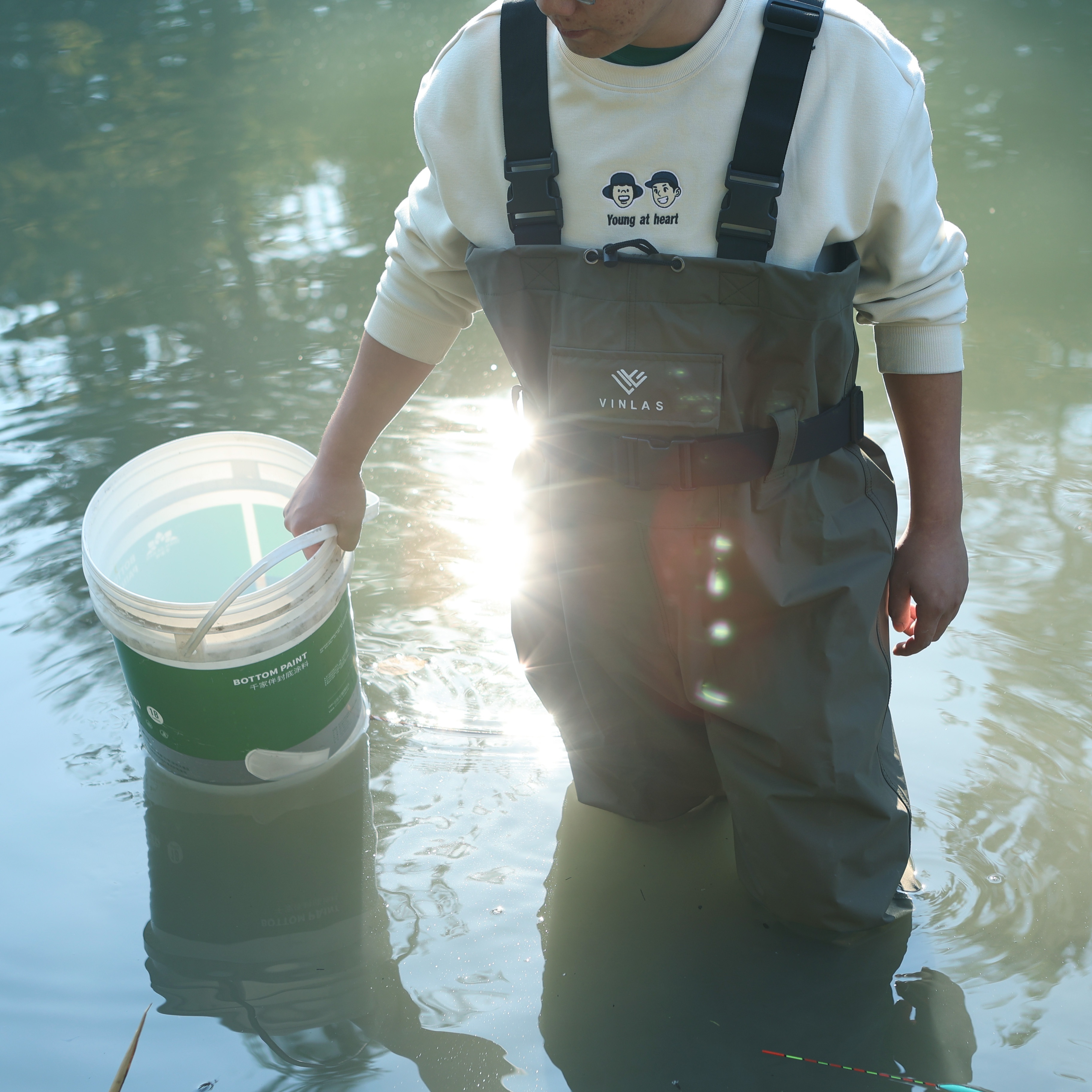 Kids Chest Waders Waterproof Pant PVC Youth Waders with Boots